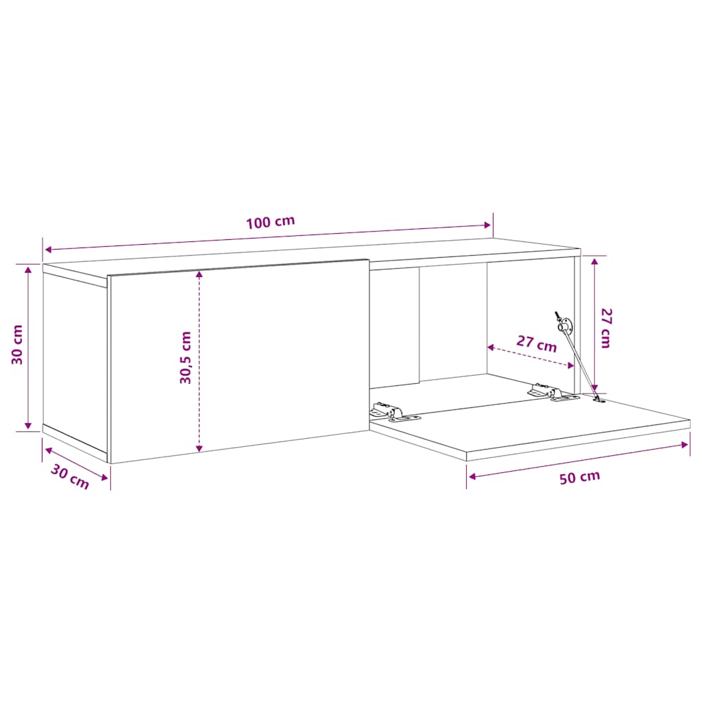 Mobili TV Muro 2pz Grigio Sonoma 100x30x30 cm Legno Multistrato | homemem39