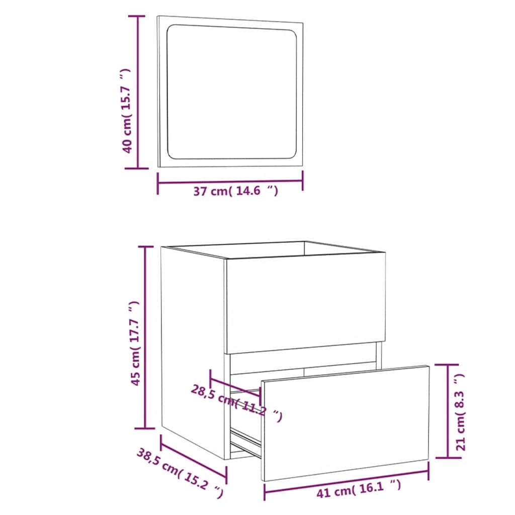 Mobile da Bagno con Specchio Grigio Sonoma in Legno Multistrato | homemem39