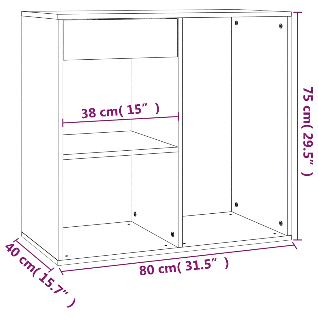 Armadietto Cosmetici Rovere Fumo 80x40x75cm Legno Multistrato - homemem39
