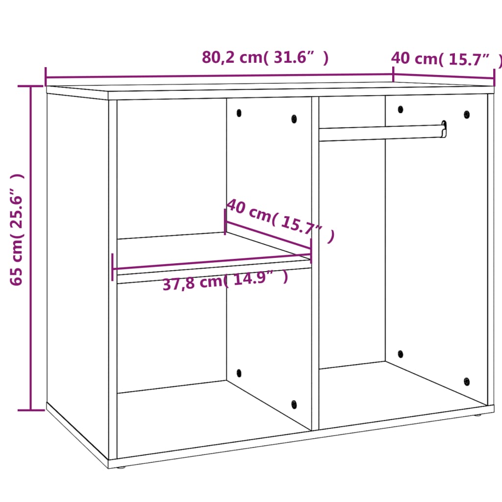 Armadietto Cosmetici Rovere Fumo 80x40x65 cm Legno Multistrato - homemem39