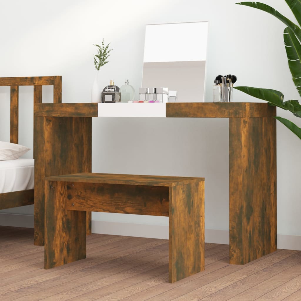 Sgabello da Toeletta Rovere Fumo 70x35x45 cm Legno Multistrato - homemem39