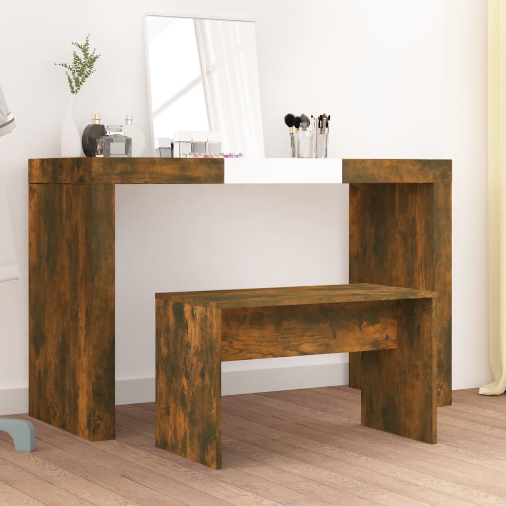 Sgabello da Toeletta Rovere Fumo 70x35x45 cm Legno Multistrato - homemem39