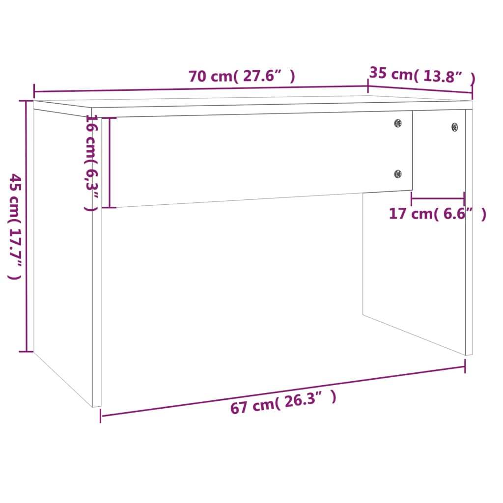 Sgabello da Toeletta Grigio Sonoma 70x35x45cm Legno Multistrato | homemem39