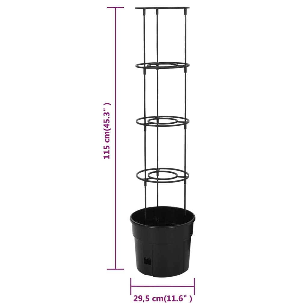 Vaso a Torre per Pomodori Antracite Ø29,5x115 cm Polipropilene | homemem39