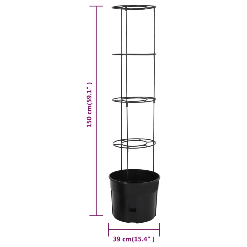 Vaso a Torre per Pomodori Antracite Ø39x150 cm Polipropilene | homemem39