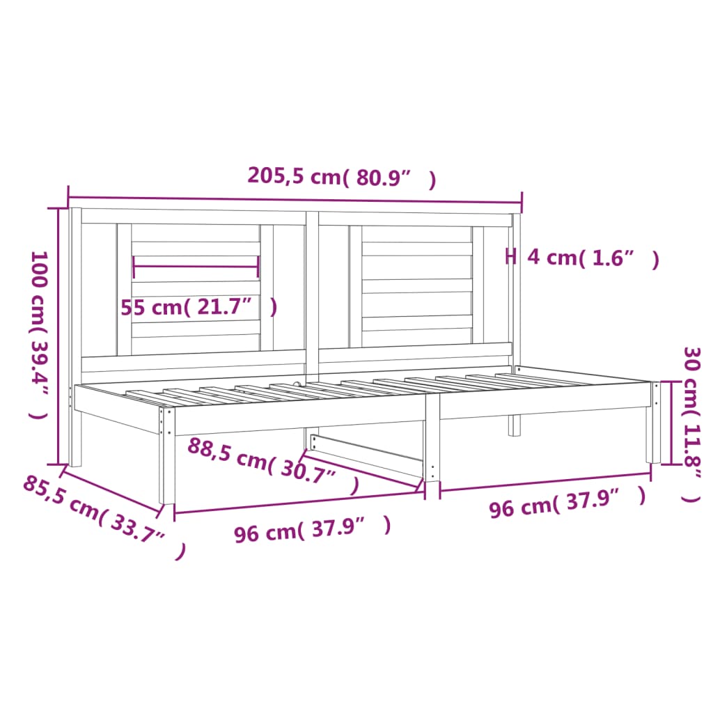 Dormeuse senza Materasso Bianca 80x200 cm Legno Massello Pino | homemem39