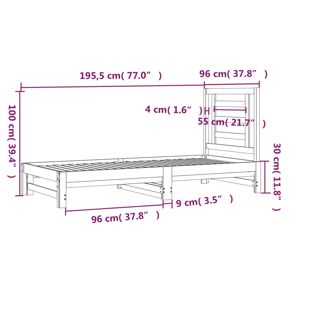 Dormeuse Estraibile Bianca 2x(90x190) cm Legno Massello di Pino | homemem39