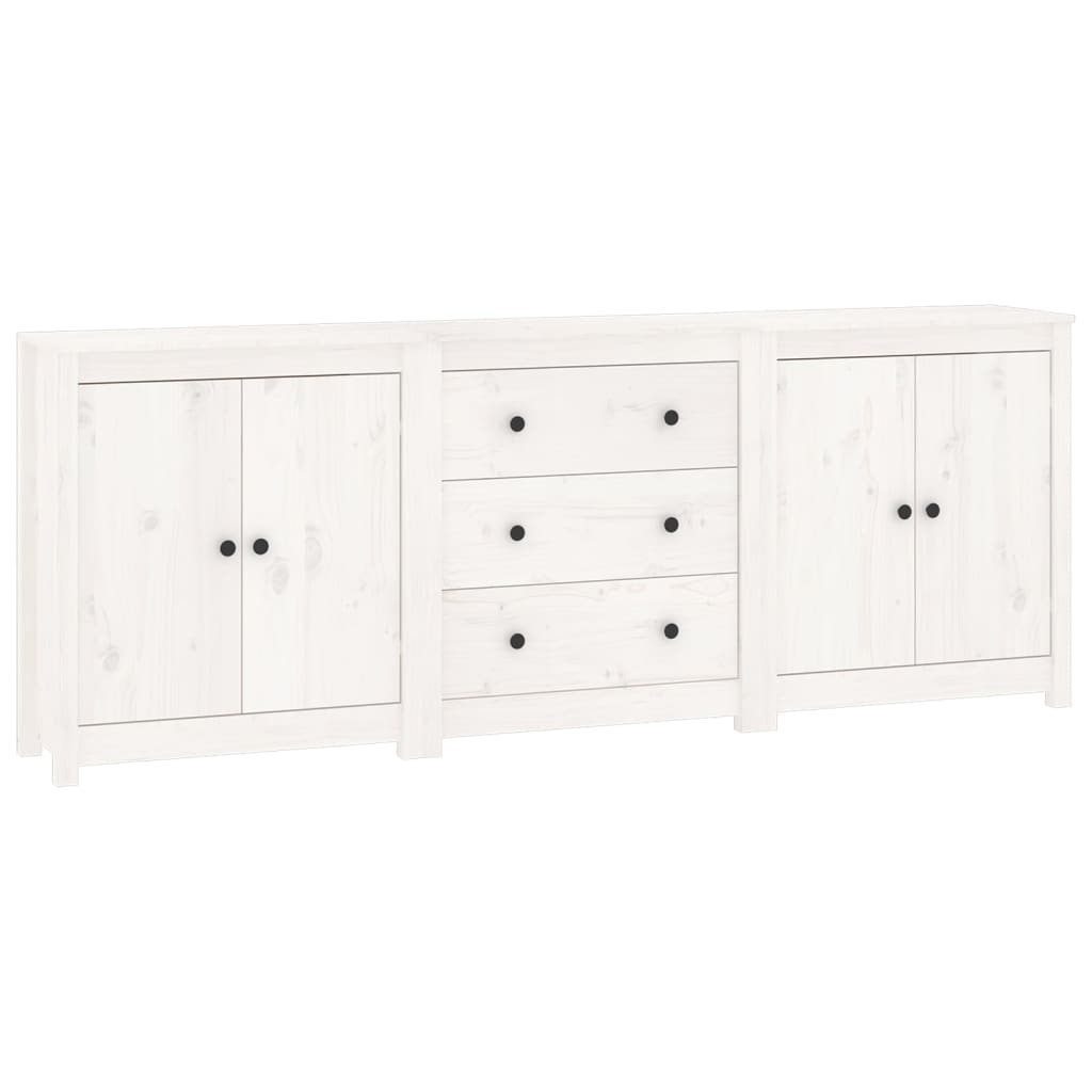 Credenza Bianca 210x35x80 cm in Legno Massello di Pino