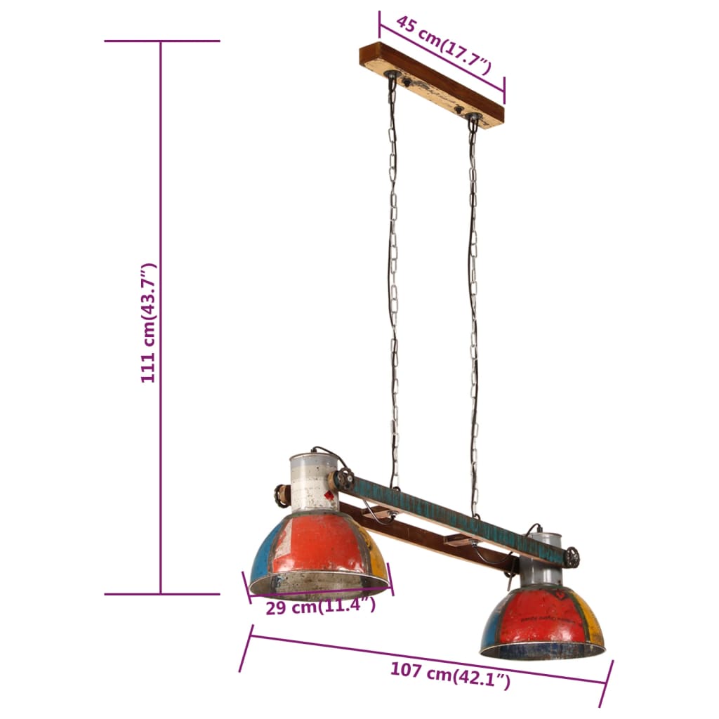Lampada a Sospensione Industriale 25 W Multicolore 111 cm E27 | homemem39