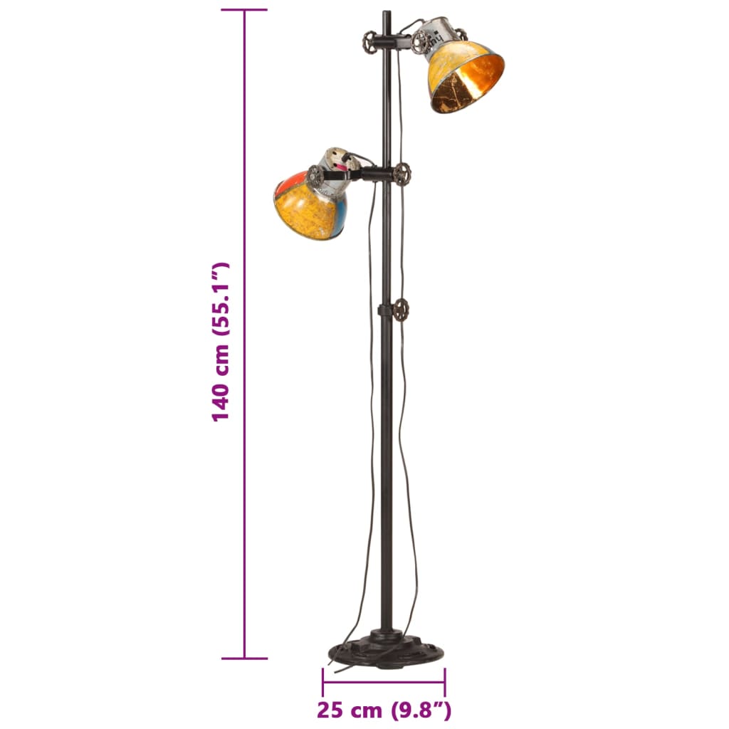 Lampada da Pavimento con 2 Paralumi Multicolore E27 - homemem39