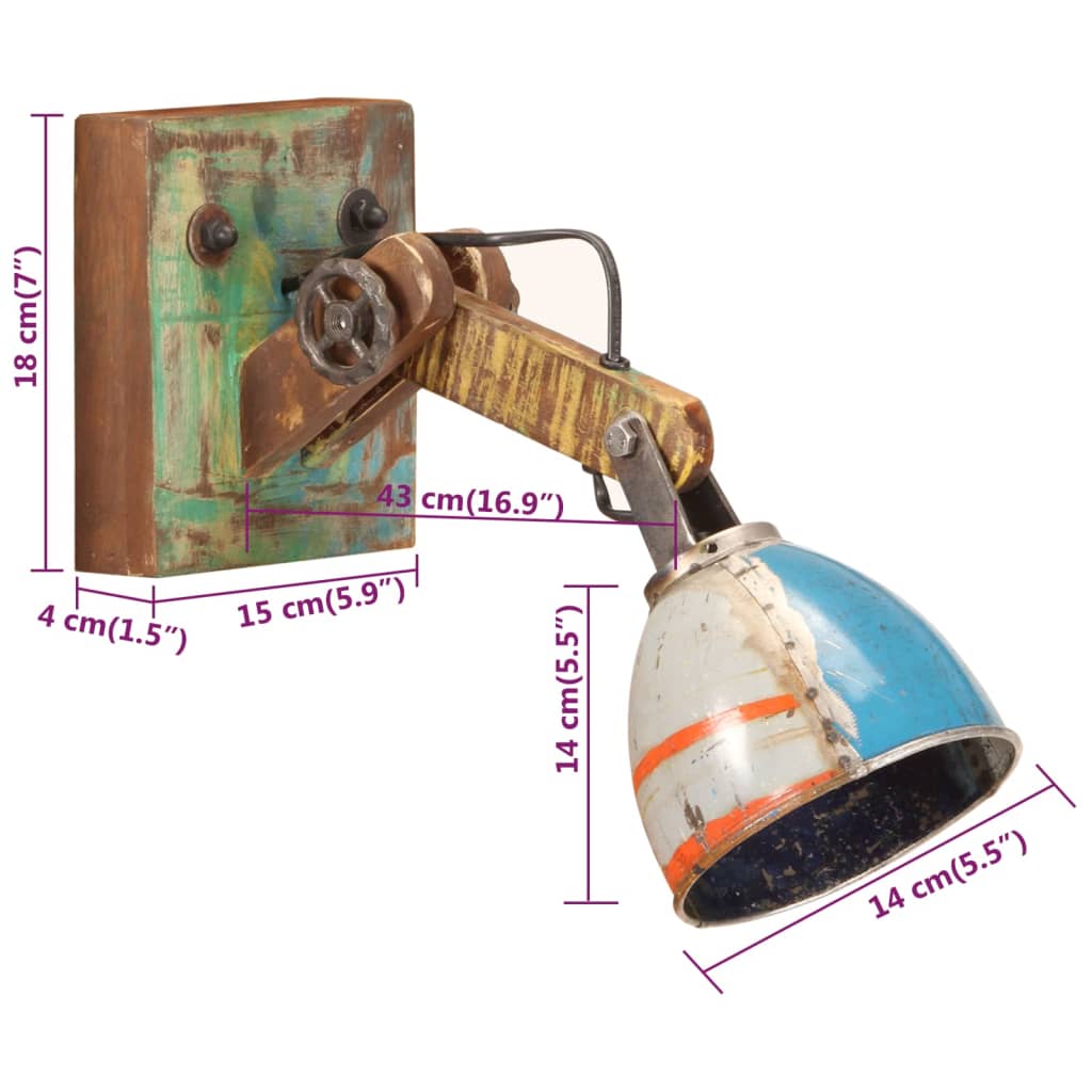 Lampada da Parete in Stile Industriale Rotonda Multicolore E27 - homemem39
