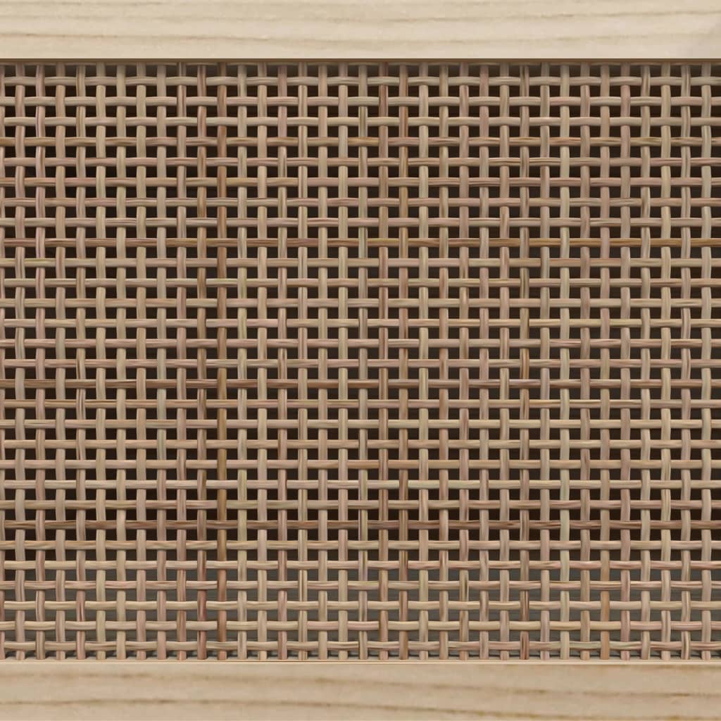 Credenza Bianca 60x30x70 cm Legno Massello Pino Rattan Naturale - homemem39