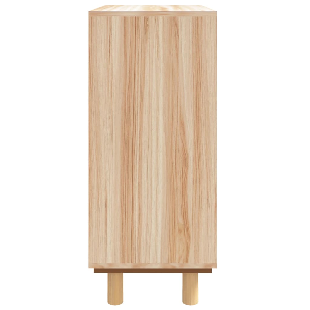 Credenza Marrone 60x30x70cm Legno Massello Pino Rattan Naturale - homemem39
