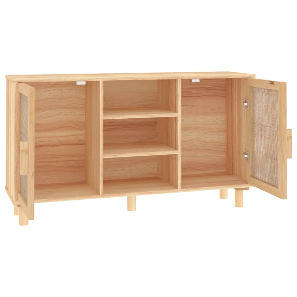 Credenza Marrone 105x30x60cm Massello di Pino e Rattan Naturale - homemem39