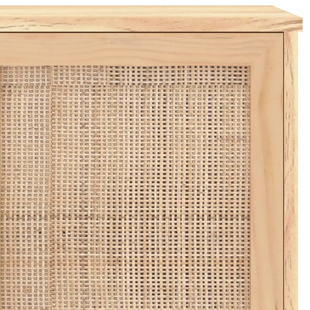 Credenza Marrone 105x30x60cm Massello di Pino e Rattan Naturale - homemem39