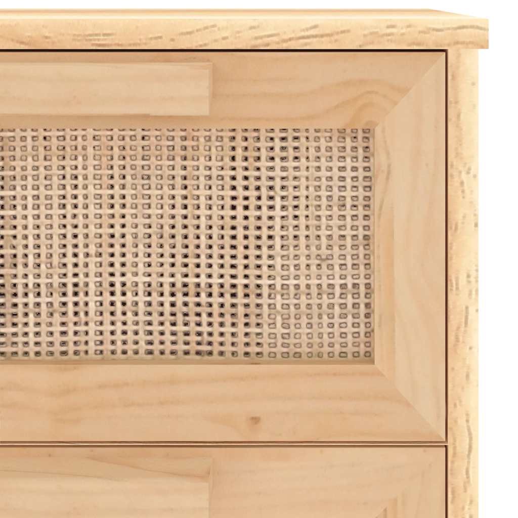 Credenza Marrone 40x30x90cm Legno Massello Pino Rattan Naturale - homemem39