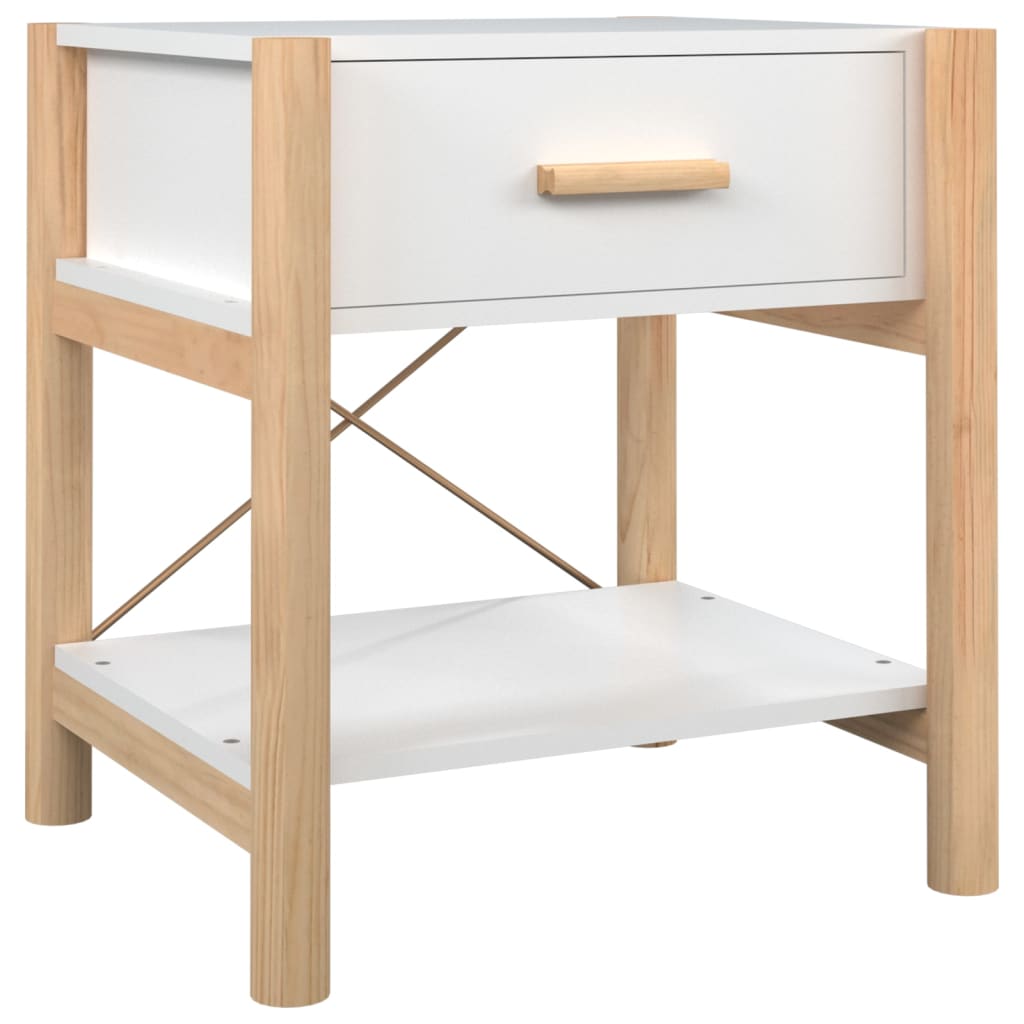 Tavolini da Letto 2pz Bianchi 42x38x45 cm in Legno Multistrato - homemem39