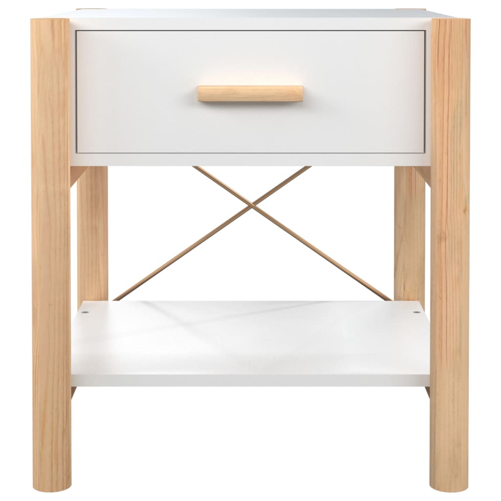 Tavolini da Letto 2pz Bianchi 42x38x45 cm in Legno Multistrato - homemem39