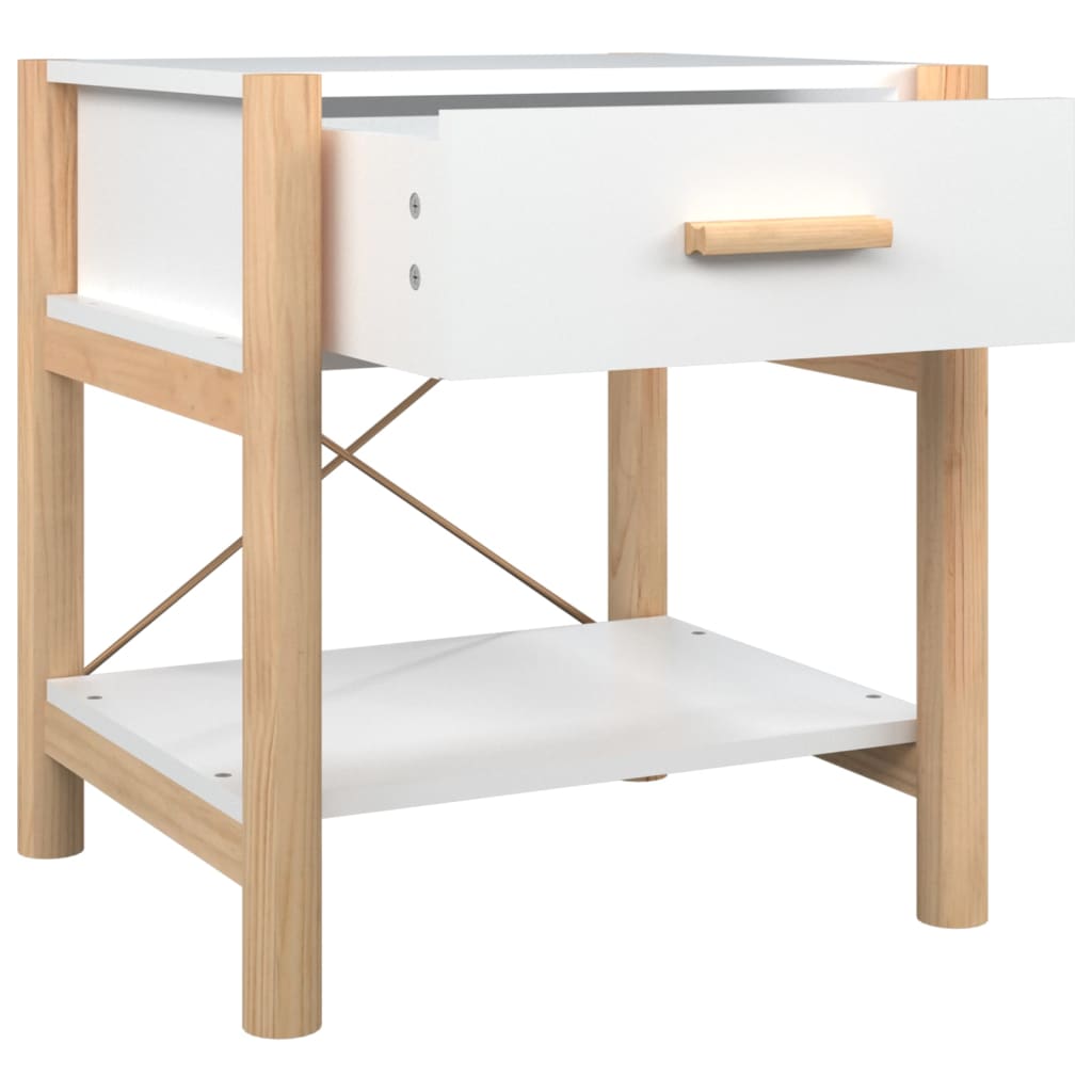 Tavolini da Letto 2pz Bianchi 42x38x45 cm in Legno Multistrato - homemem39