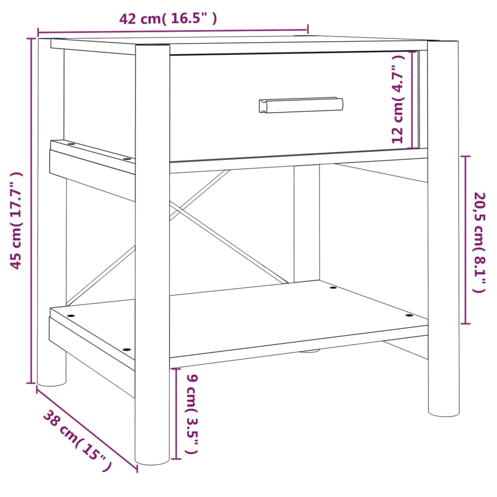 Tavolini da Letto 2pz Bianchi 42x38x45 cm in Legno Multistrato | homemem39