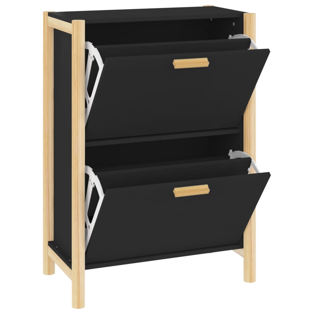 Scarpiera Nera 57,5x33x80 cm in Legno Multistrato - homemem39
