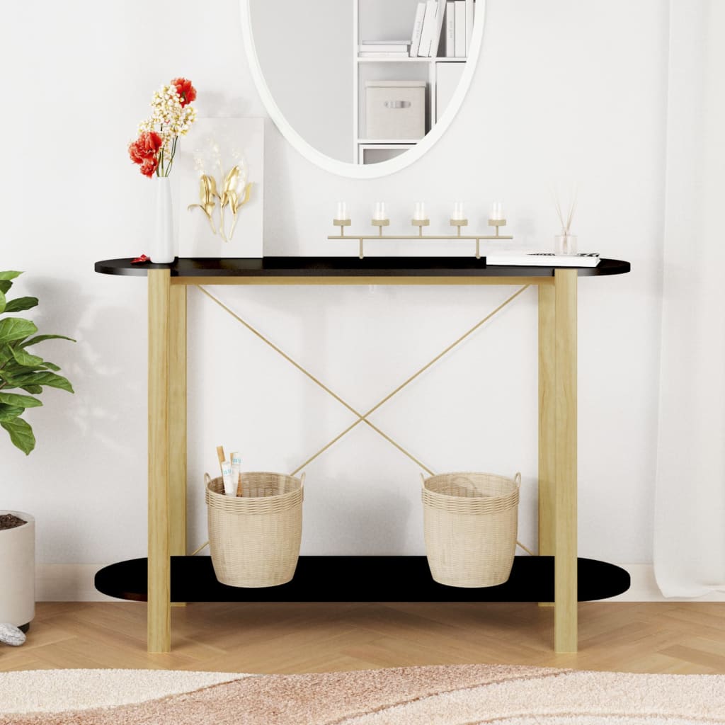 Tavolino Consolle Nero 110x38x75 cm in Legno Multistrato - homemem39