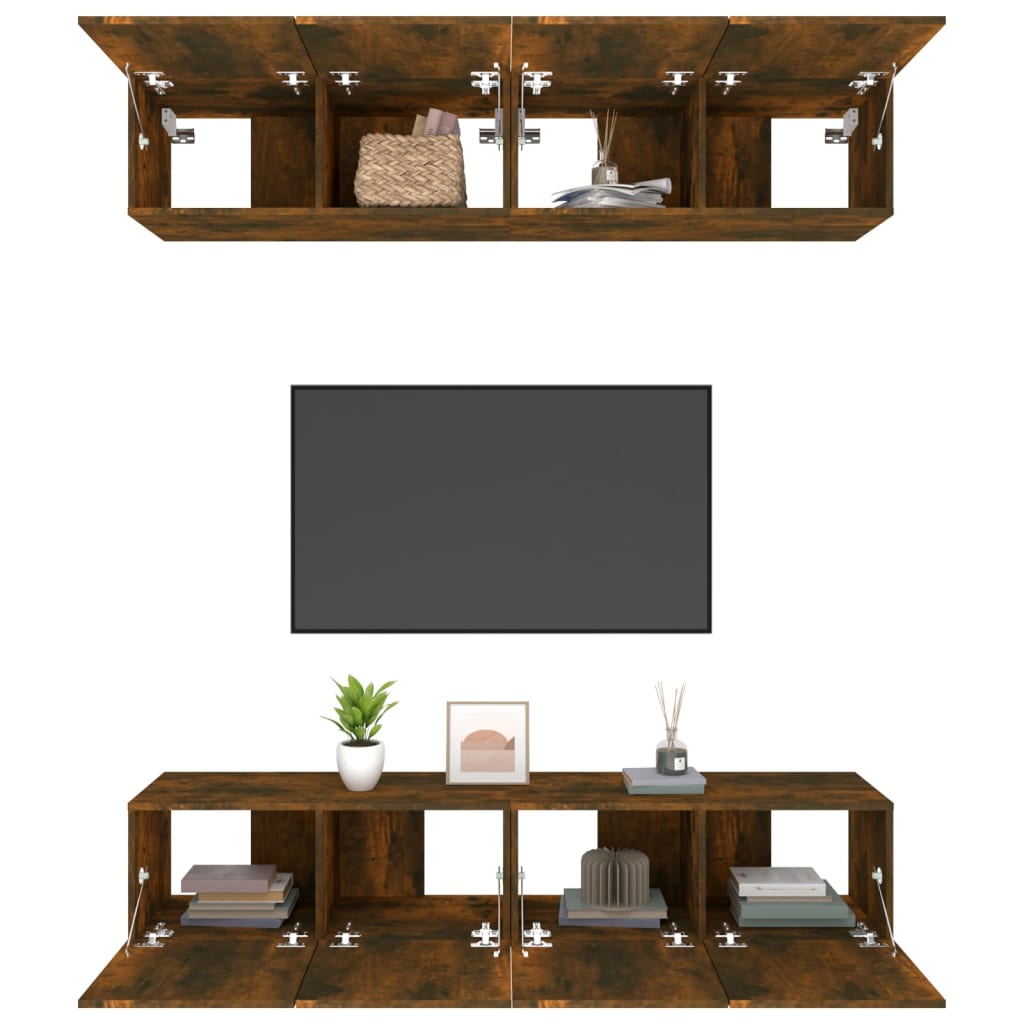 Mobili TV 4 pz Rovere Fumo 80x30x30 cm in Legno Multistrato - homemem39