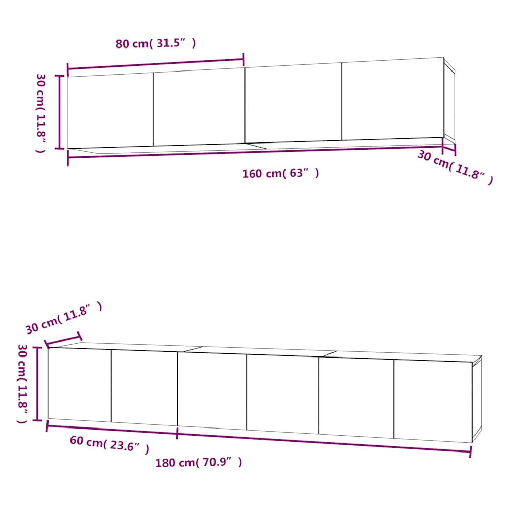 Set di Mobili Porta TV 5 pz Bianco in Legno Multistrato