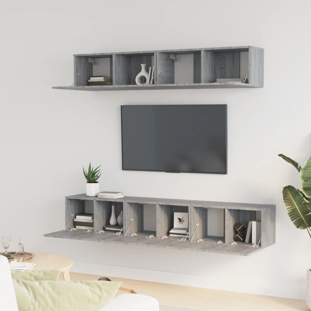 Set di Mobili Porta TV 5 pz Grigio Sonoma in Legno Multistrato - homemem39
