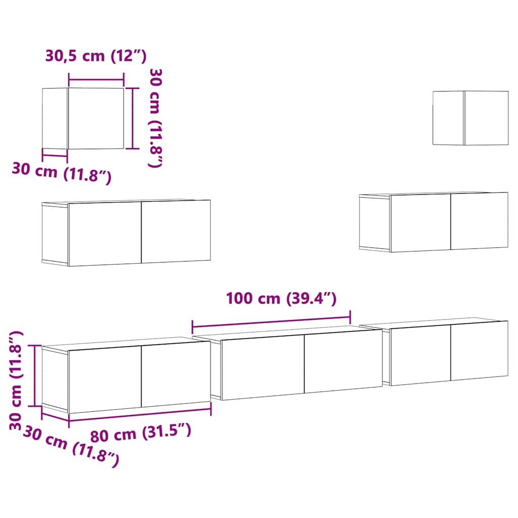 Set di Mobili Porta TV 7 pz Bianco in Legno Multistrato | homemem39