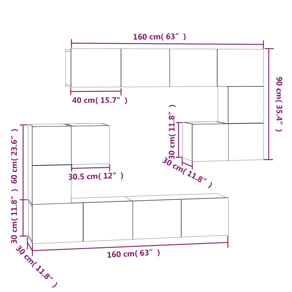 Mobile Porta TV a Parete Bianco in Legno Multistrato | homemem39