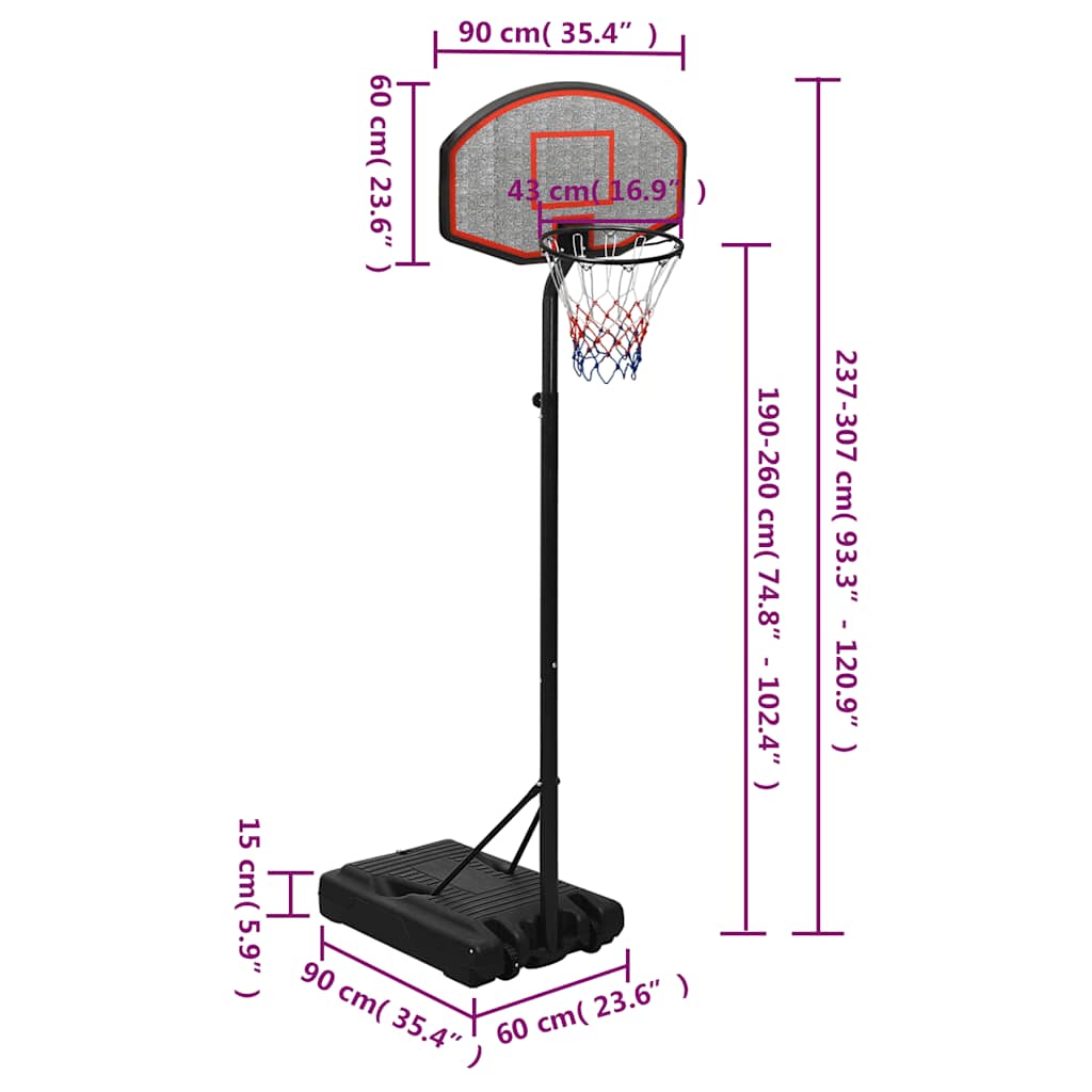 Supporto per Pallacanestro Nero 237-307 cm Polietilene - homemem39