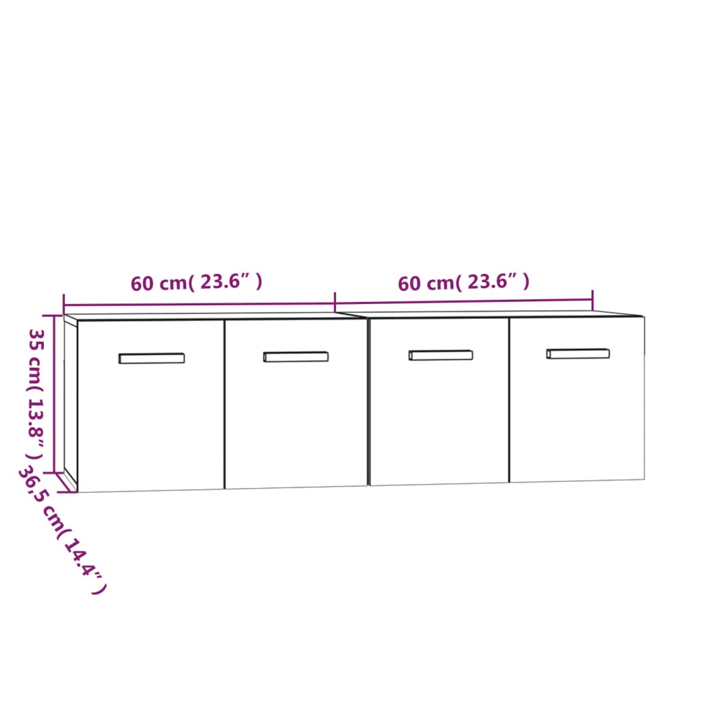 Mobili Parete 2 pz Rovere Sonoma 60x36,5x35cm Legno Multistrato - homemem39