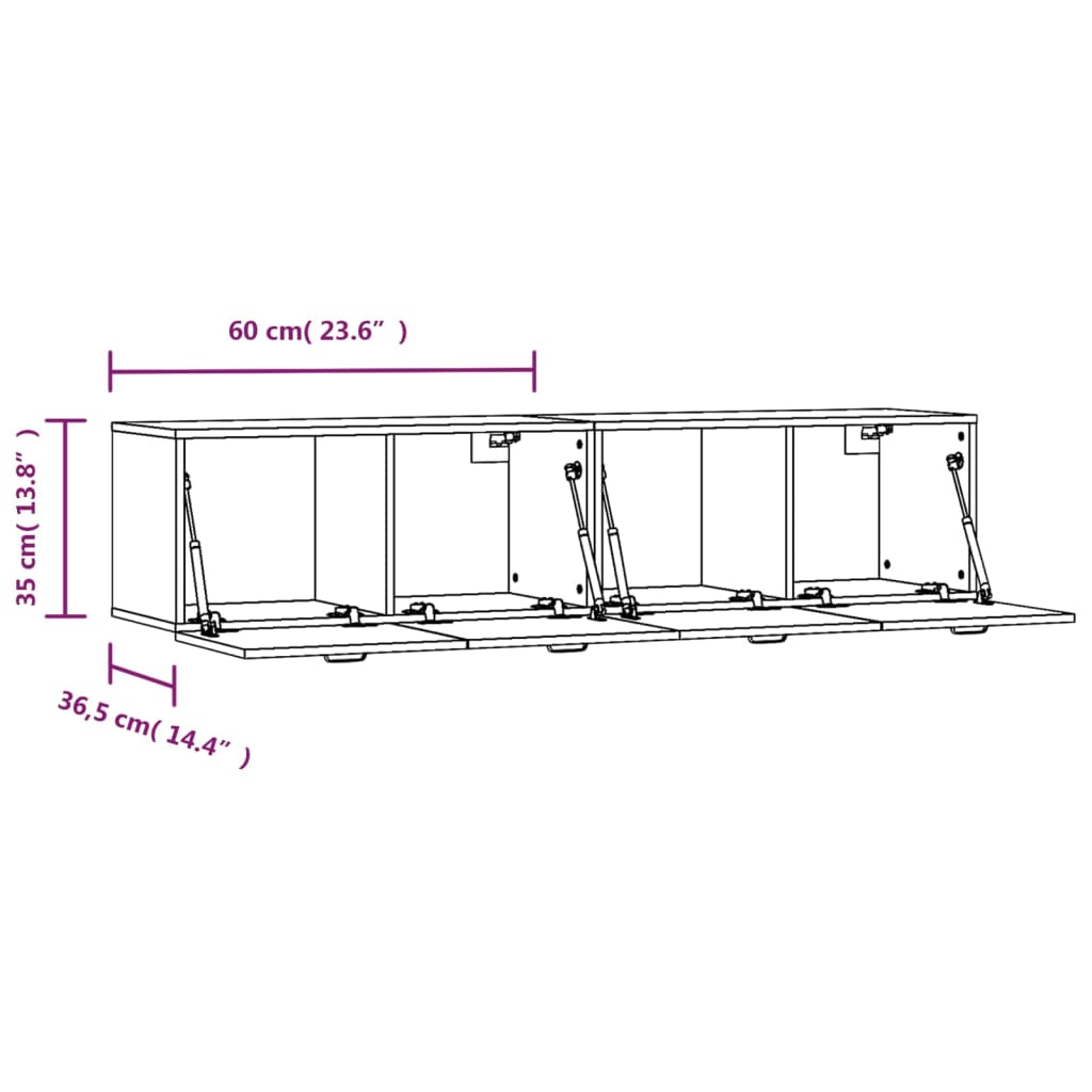 Mobili Parete 2 pz Neri 60x36,5x35 cm Legno Multistrato - homemem39