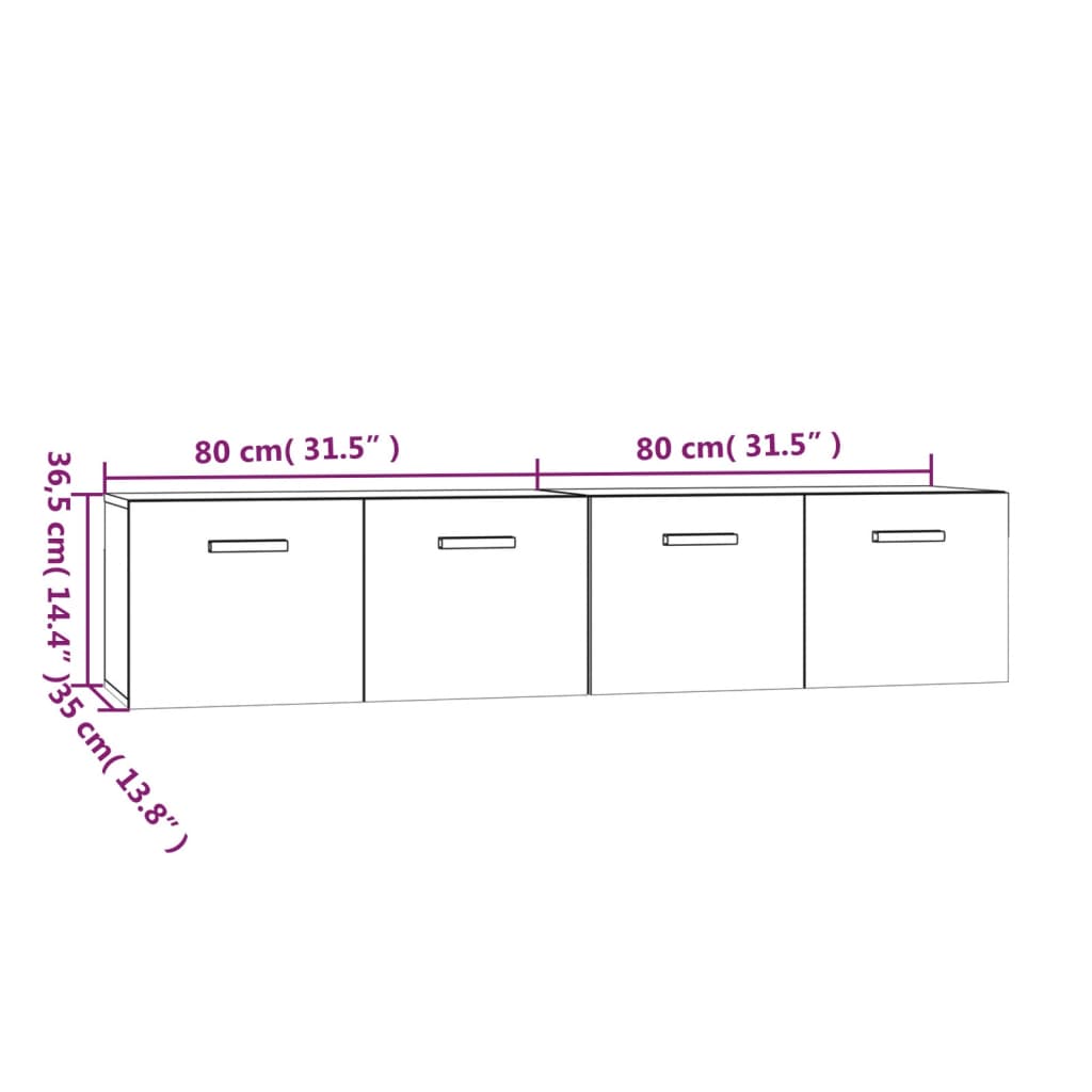 Mobili Parete 2 pz Rovere Sonoma 80x35x36,5cm Legno Multistrato