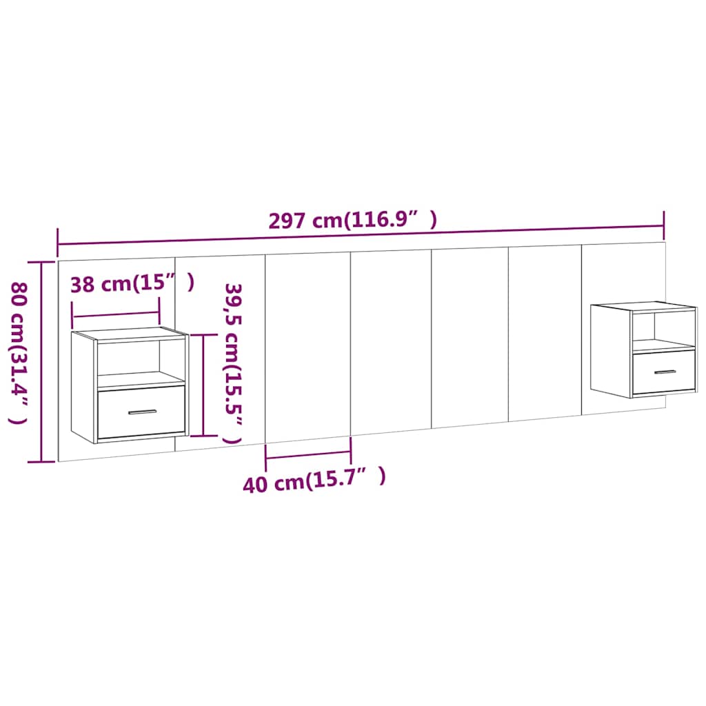 Testiera per Letto con Armadietti in Legno Multistrato Bianco