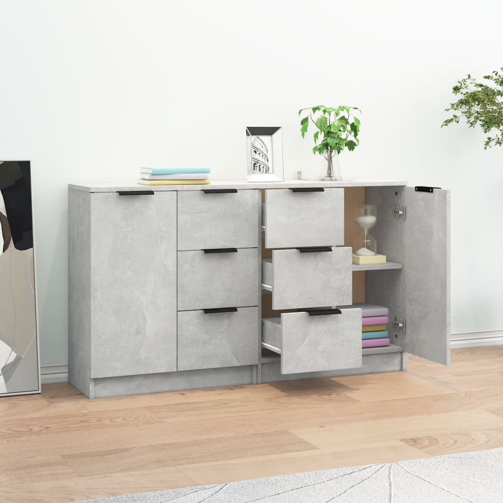 Credenze 2 pz Grigio Cemento 60x30x70 cm in Legno Multistrato - homemem39