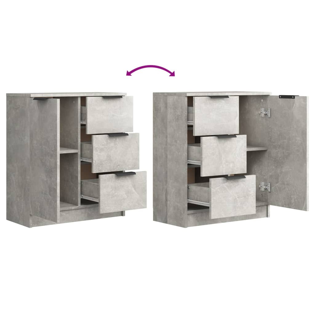 Credenze 2 pz Grigio Cemento 60x30x70 cm in Legno Multistrato - homemem39