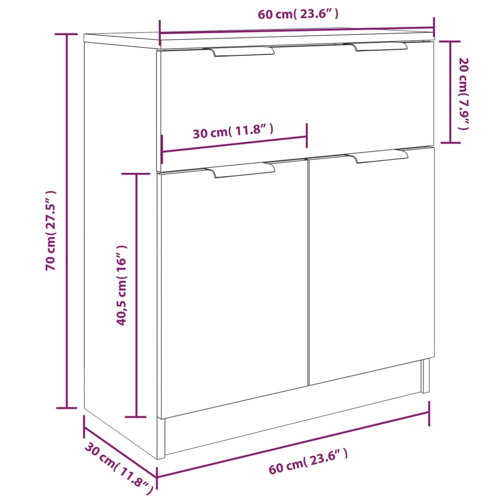 Credenze 3 pz Rovere Fumo in Legno Multistrato - homemem39