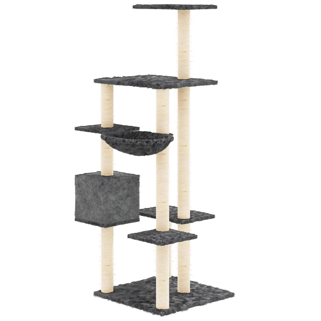 Albero per Gatti con Tiragraffi in Sisal Grigio Scuro 142 cm - homemem39