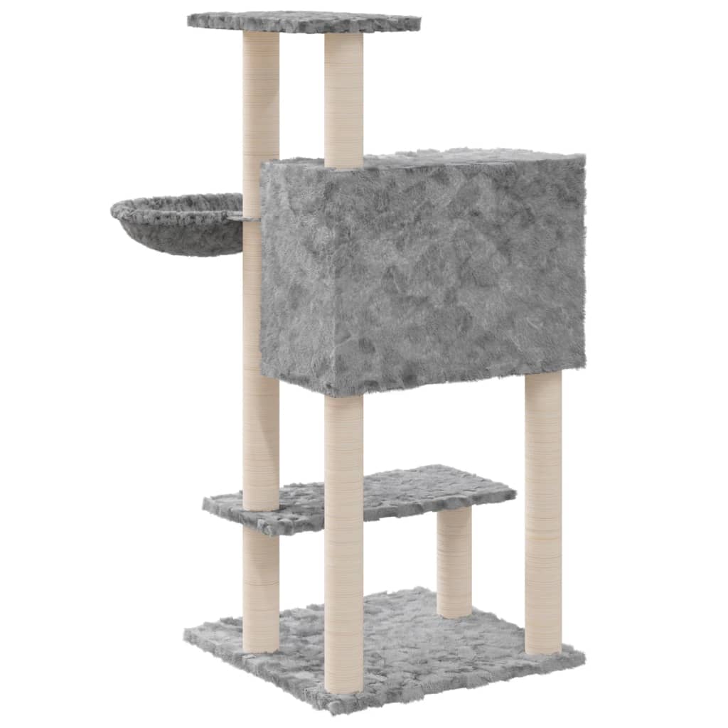 Albero per Gatti con Tiragraffi in Sisal Grigio Chiaro 108,5 cm - homemem39