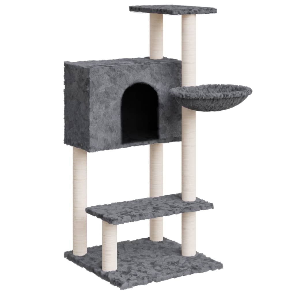 Albero per Gatti con Tiragraffi in Sisal Grigio Scuro 108,5 cm - homemem39