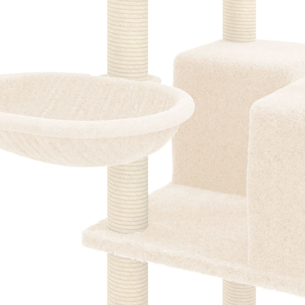 Albero per Gatti con Tiragraffi in Sisal Crema 167 cm - homemem39