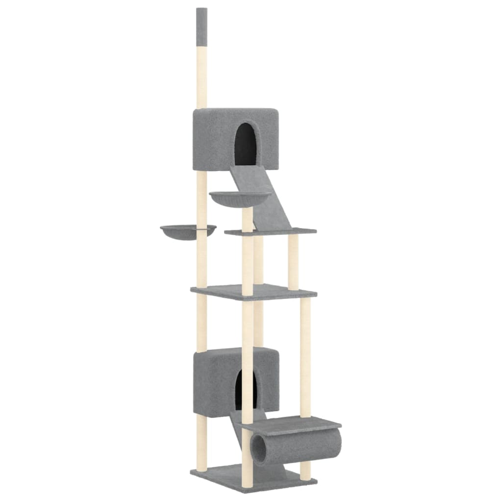 Albero per Gatti Pavimento Soffitto Grigio Chiaro 277-303 cm - homemem39