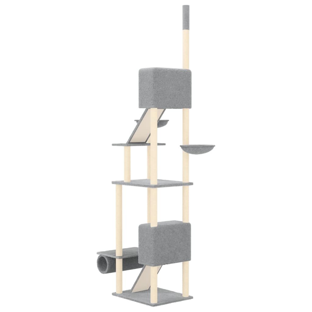 Albero per Gatti Pavimento Soffitto Grigio Chiaro 277-303 cm - homemem39