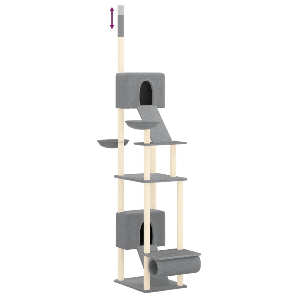 Albero per Gatti Pavimento Soffitto Grigio Chiaro 277-303 cm - homemem39