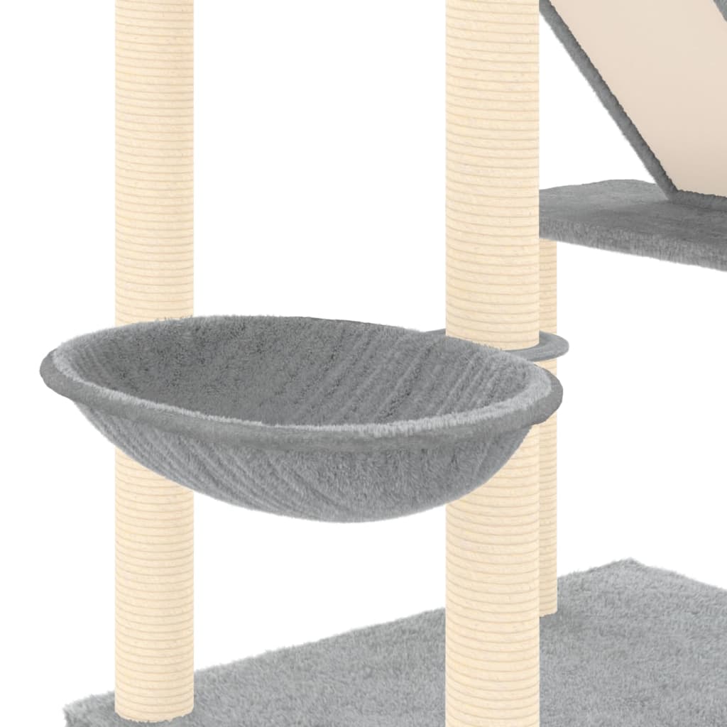Albero per Gatti Pavimento Soffitto Grigio Chiaro 277-303 cm - homemem39