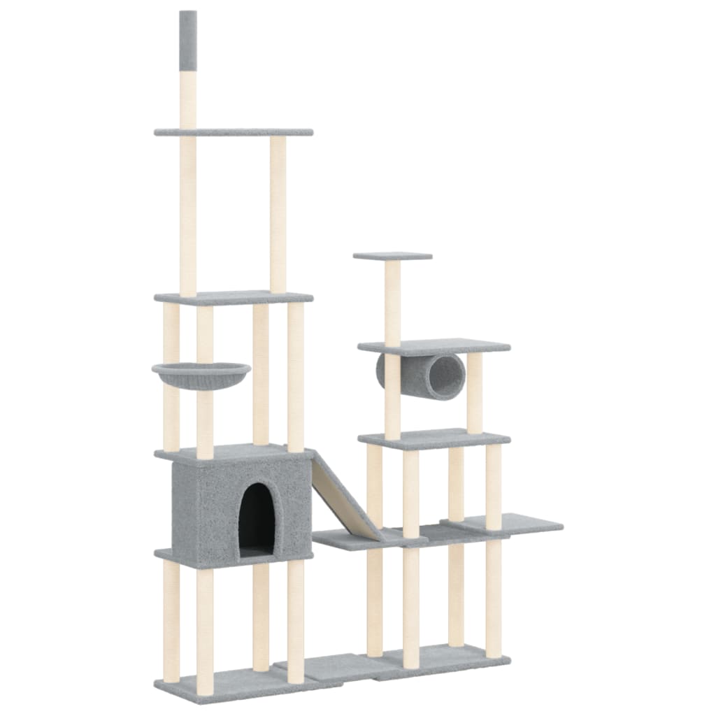 Albero per Gatti con Tiragraffi in Sisal Grigio Chiaro 279 cm - homemem39
