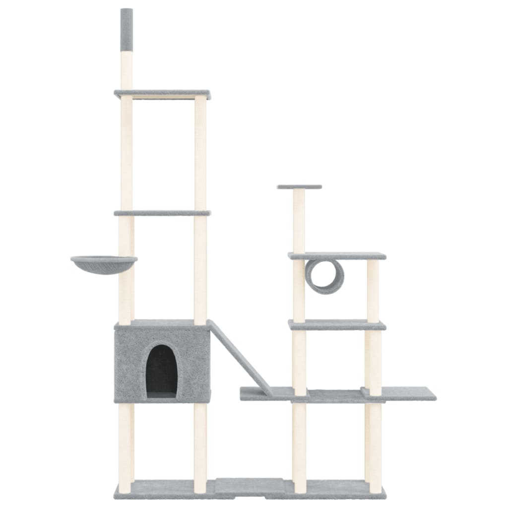 Albero per Gatti con Tiragraffi in Sisal Grigio Chiaro 279 cm - homemem39