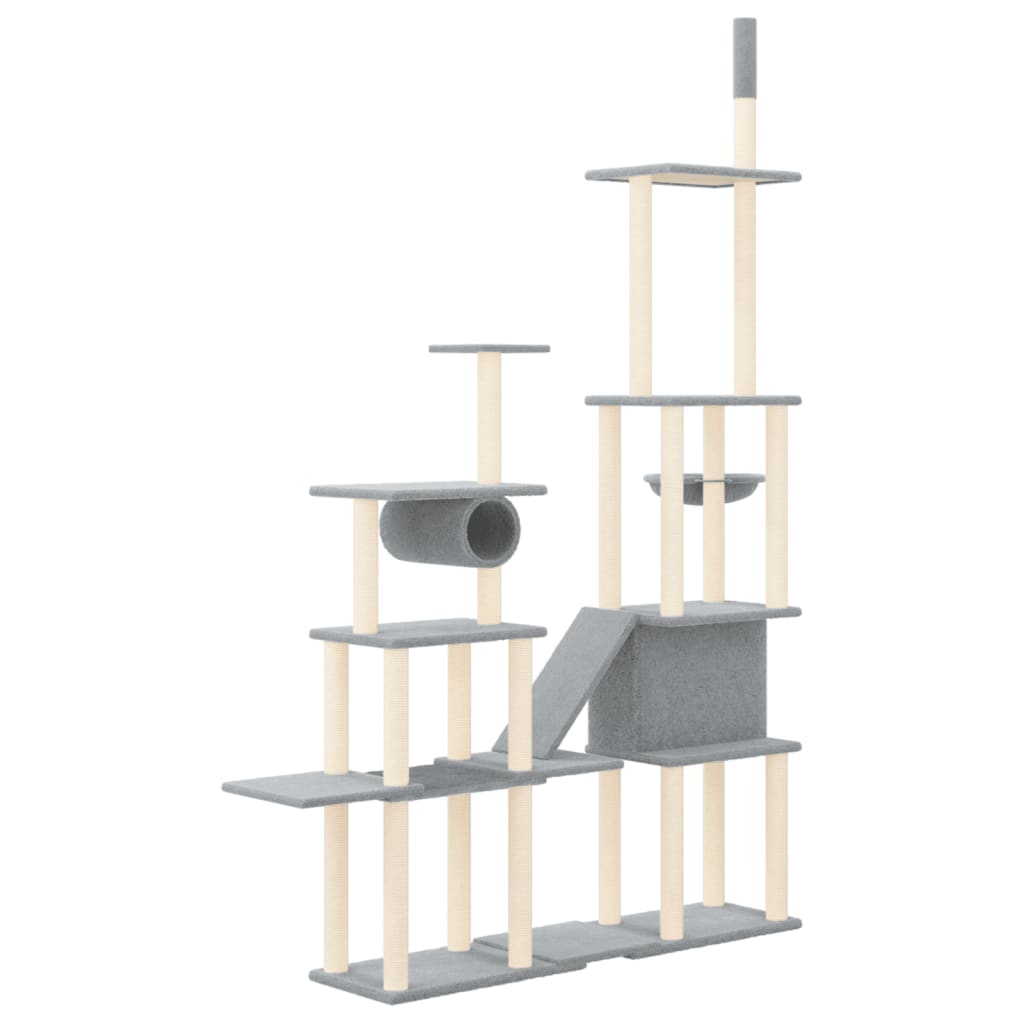 Albero per Gatti con Tiragraffi in Sisal Grigio Chiaro 279 cm - homemem39
